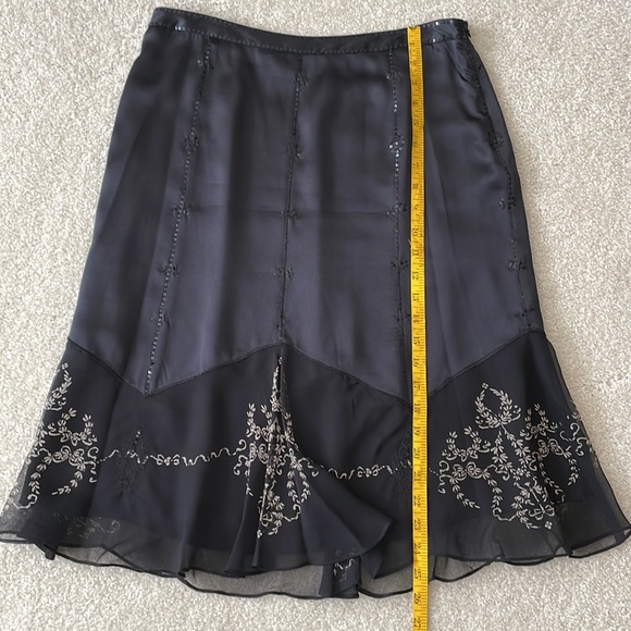 Alfani 100% Silk Embellished Lined Black Patterned Skirt - Picture 13 of 13